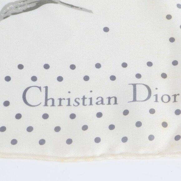 Dior Silk 100% Scarf Carnation Flower Floral Pattern Dot Beige Pink - Picture 6 of 10